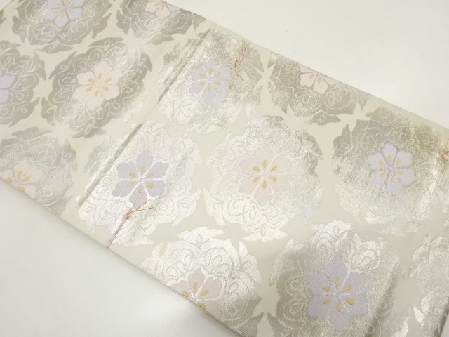 JAPANESE FUKURO OBI / UNUSED / WOVEN FLOWER CREST